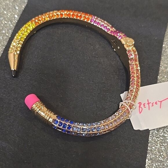 Betsey Johnson Pave Pencil Cuff Bracelet- Multi - Picture 7 of 8